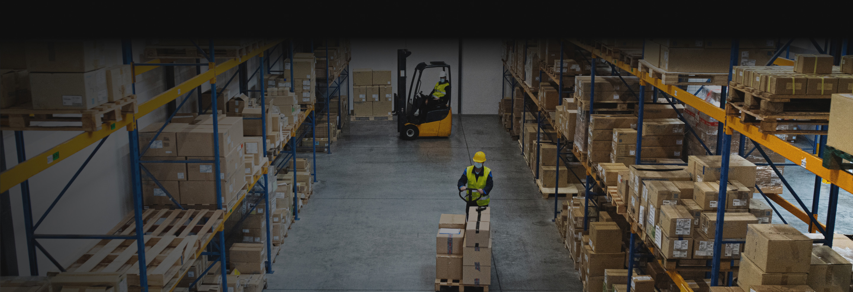 Modern warehouse distribution center with workers